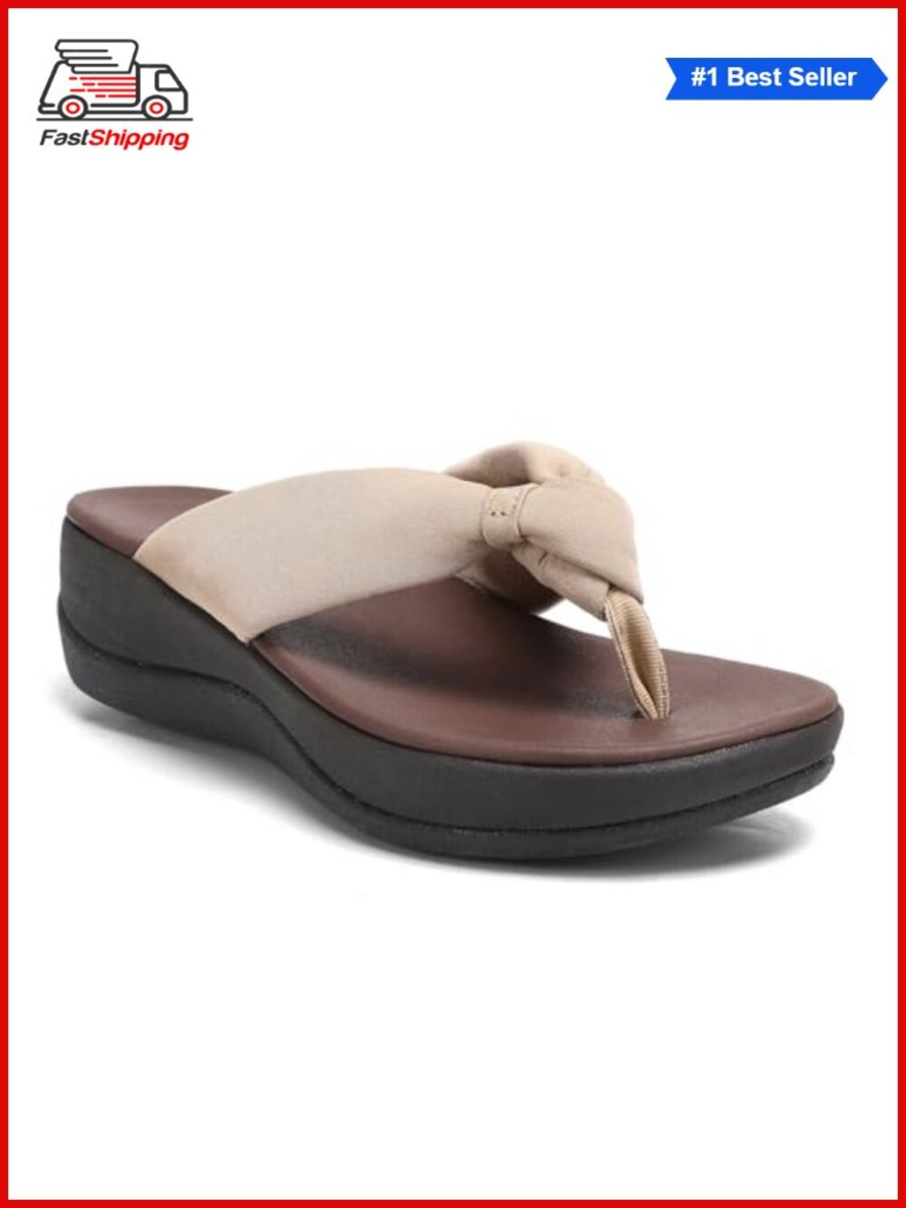 Women's Wedge Flip Flops Thick Cushion Comfort Walking Thong Sandals EVA - Picture 1 of 6
